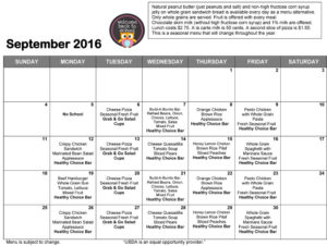 Anser Lunch Calendar